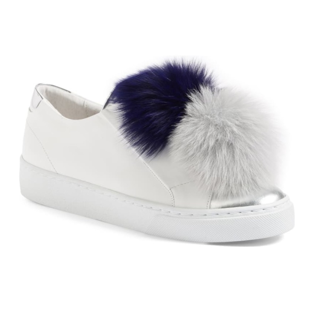 Here/Now Arian Genuine Fox Fur Trim Sneaker